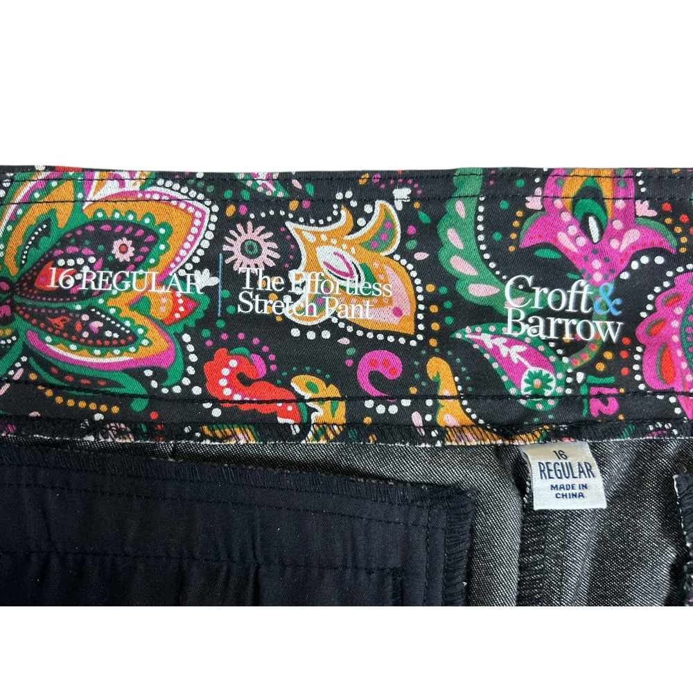 Croft & Barrow Pants Women 16 Floral Colorful Paisley Stretch Pull-On -NWT - Picture 10 of 12